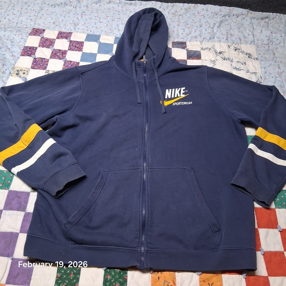 Nike Sportswear Blue Full Zip Hooded‎ Sweatshirt Size XL